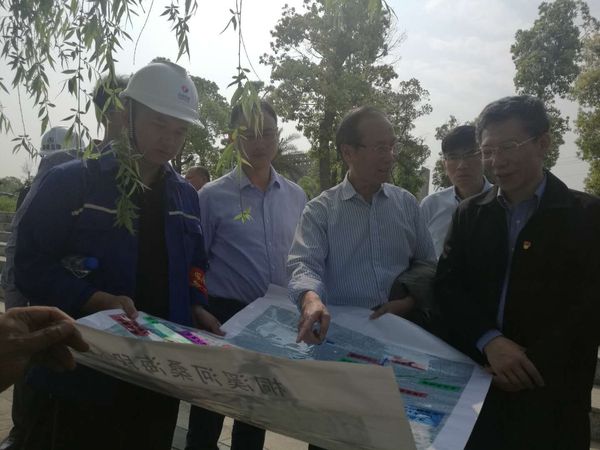 环保分公司经理洪平、首席专家万金保正在向罗厅长详细汇报施工方案。.jpg
